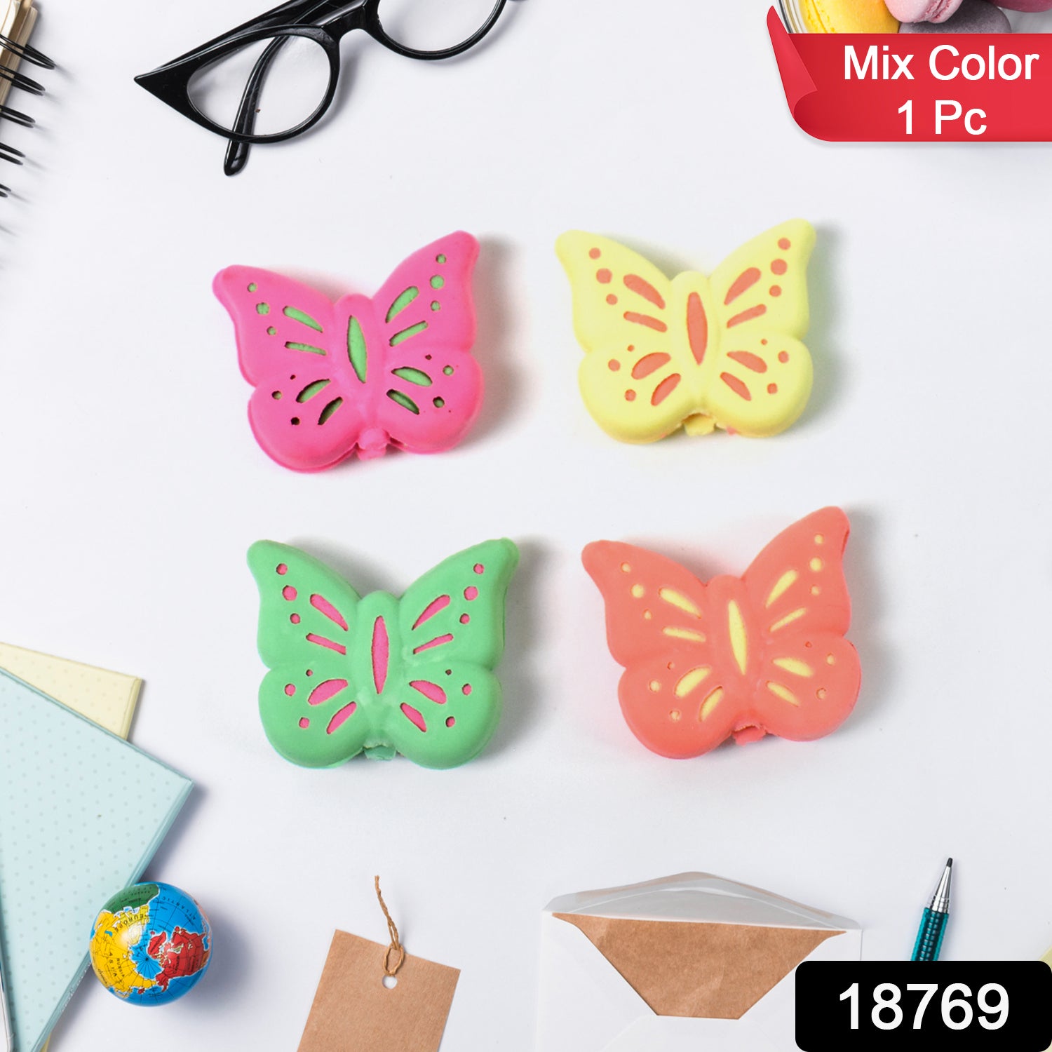 Butterfly Shape Eraser Rubber (1 Pc Mix Colour Design) Butterfly Shape Eraser Rubber (1 Pc Mix Colour Design)